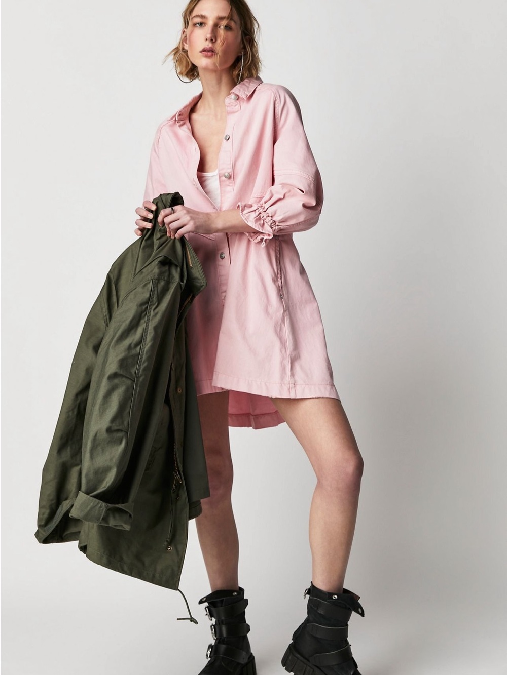 We the FreeHannah Denim Mini Dress Pink